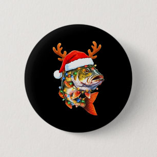 Fröhliche Fisch-Weihnachten Lustige B Angeln Weihn Button
