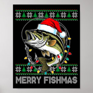 Fröhliche Fisch-Weihnachten Lustige B Angeln Weihn Poster