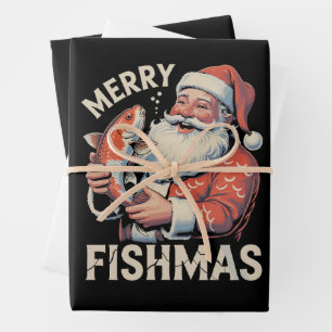 Fröhliche Fisch-Weihnachten Lustige Weihnachten Sa Geschenkpapier Set