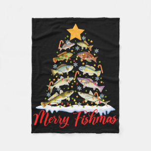 Fröhliche Fisch-Weihnachten Lustige Weihnachtsbaum Fleecedecke