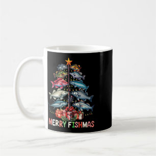 Fröhliche Fisch-Weihnachten Lustige Weihnachtsbaum Kaffeetasse