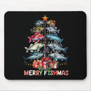 Fröhliche Fisch-Weihnachten Lustige Weihnachtsbaum Mousepad