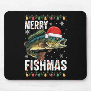 Fröhliche Fisch-Weihnachten Lustiger Angel-Weihnac Mousepad