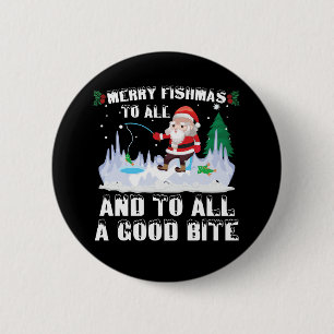 Fröhliche Fisch-Weihnachten Lustiger Fisch Angler  Button