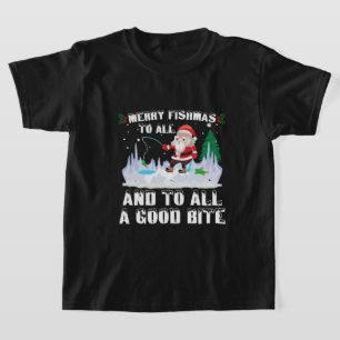 Fröhliche Fisch-Weihnachten Lustiger Fisch Angler T-Shirt