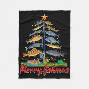 Fröhliche Fisch-Weihnachten Lustiger Fischer Weihn Fleecedecke