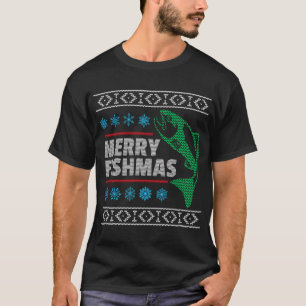Fröhliche Fisch-Weihnachten Lustiger Punny Fisch W T-Shirt