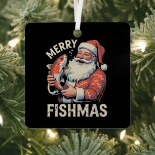 Fröhliche Fisch-Weihnachten Lustiger Weihnachten S Ornament Aus Metall