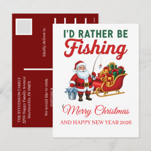 Fröhliche Fisch-Weihnachten Lustiger Weihnachtsman Feiertagspostkarte
