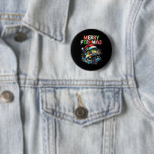 Fröhliche Fisch-Weihnachten Santa Angler Lustiger  Button (Beispiel)