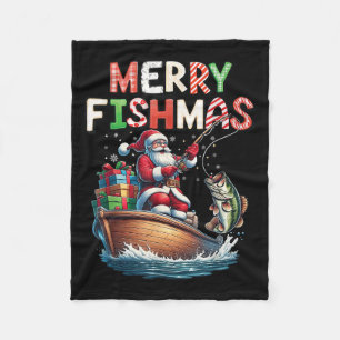 Fröhliche Fisch-Weihnachten Santa Angler Lustiger Fleecedecke