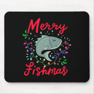 Fröhliche Fischweihnacht Lustiger Weihnachtsbaum L Mousepad