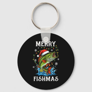 Fröhliche Fischweihnacht Santa Angler Lustiger Fis Schlüsselanhänger