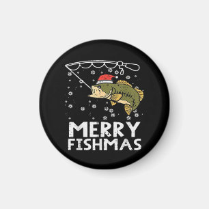 Fröhliche Fischweihnachten Fisch Angeln Weihnachte Magnet