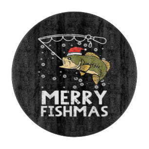 Fröhliche Fischweihnachten Fisch Angeln Xmas Schneidebrett