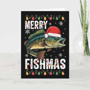 Fröhliche Fischweihnachten Lustige Fischen Weihnac Karte