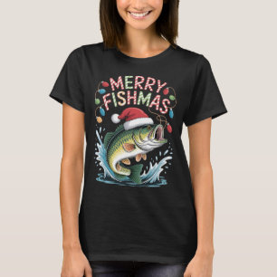 Fröhliche Fischweihnachten Santa Angler Lustiger F T-Shirt