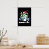 Fröhliche Fitmas, lustige Weihnachten Snowman Gym  Poster (Küche)