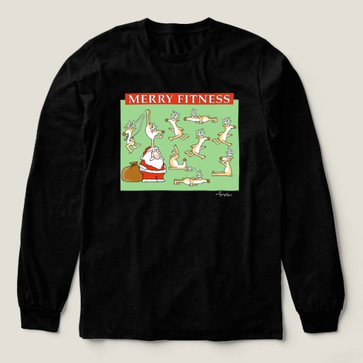 Fröhliche Fitness Rentiere von Sandra Boynton Tri-Blend Shirt (Design Vorderseite)