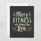 Fröhliche Fitness und glückliche neue rückwärtige Postkarte (Vorne/Hinten)