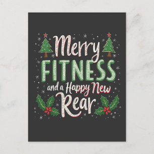 Fröhliche Fitness und glückliche neue rückwärtige Postkarte