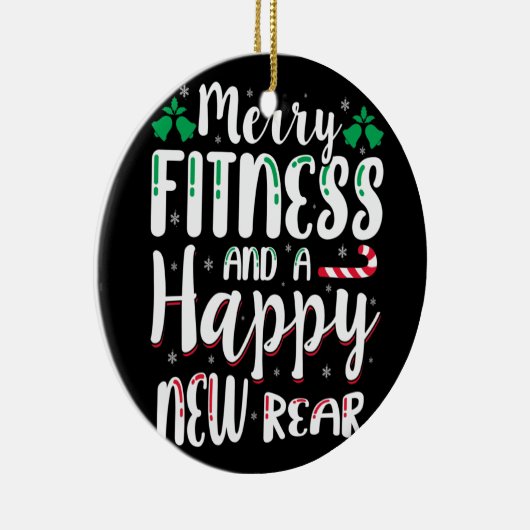 Fröhliche Fitness und glückliche Weihnachtsfeier f Keramik Ornament (Rechts)