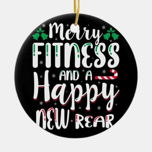 Fröhliche Fitness und glückliche Weihnachtsfeier f Keramik Ornament (Vorne)