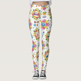 Fröhliche florale Mandalas nahtloses Muster Leggings