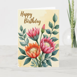 Fröhliche Florale Wasserfarbenkarte Karte