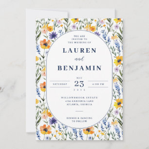 Fröhliche Florale Whimsical Hochzeitseinladung Einladung