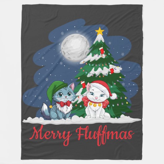 Fröhliche Fluffmas Niedliche Weihnachten Fleecedecke (Vorderseite)