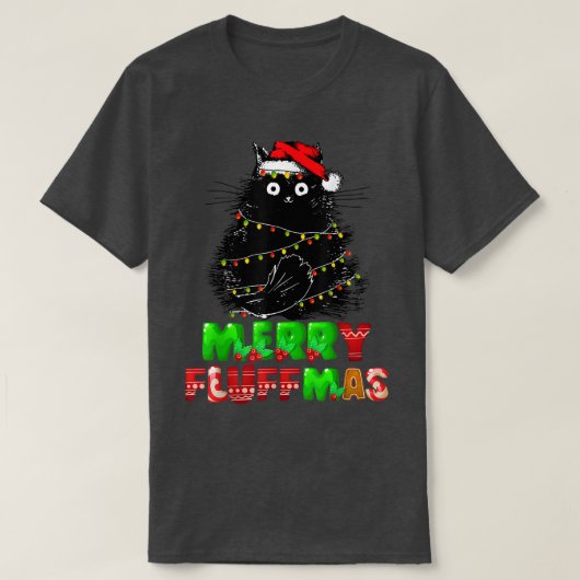 Fröhliche Fluffmas Weihnachtskatzen Lover Santa Xm T-Shirt (Design vorne)