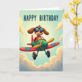 Fröhliche Flug Hund Karte (Gelbe Blume)