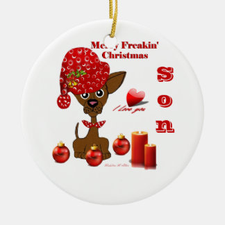 Fröhliche Freakin Weihnachtssohn-Verzierung Keramikornament