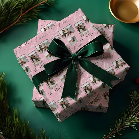 Fröhliche Freude Wavy Retro Moderne Foto Collage Geschenkpapier