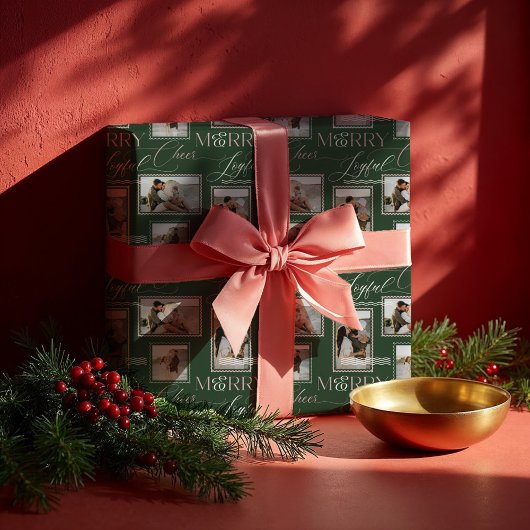 Fröhliche Freude Wavy Retro Moderne Foto Collage Geschenkpapier