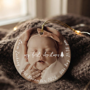 Fröhliche & Freudenreiche Geburtsstatistik Baby er Keramik Ornament