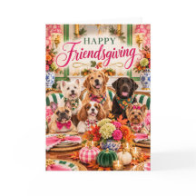 Fröhliche Friendsgiving-Hund-Tischkarte