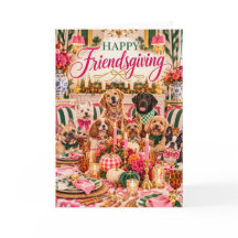 Fröhliche Friendsgiving-Hundefeier-Karte