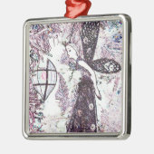 Fröhliche, fröhliche Weihnachten Silbernes Ornament (Links)