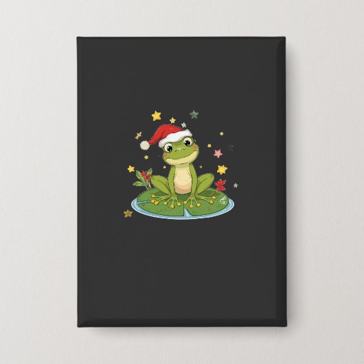 Fröhliche Frösche Freude - Süßer Weihnachtsfrosch Button (Vorderseite)