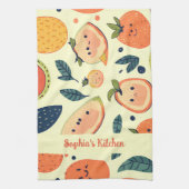 fröhliche Fruchtcharaktere in Wasserfarbe Geschirrtuch (Vertikal)