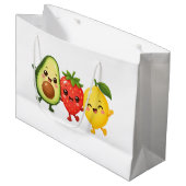 Fröhliche Fruchtfreunde Große Geschenktüte (Vorderseite Schrägansicht)