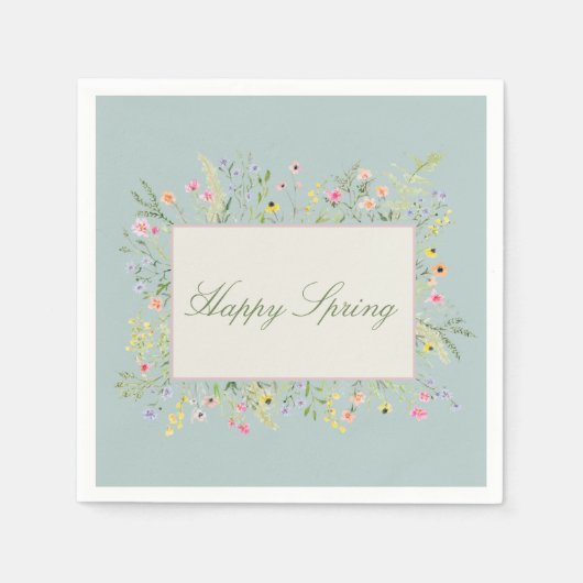 Fröhliche Frühlings-Aquarell-Wildblume  Serviette (Vorderseite)