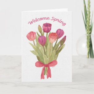 Fröhliche Frühlings-Tulpenstrauß-Grußkarte Karte