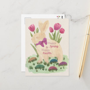 Fröhliche Frühlings- und Hoppy-Osterkarte Postkarte