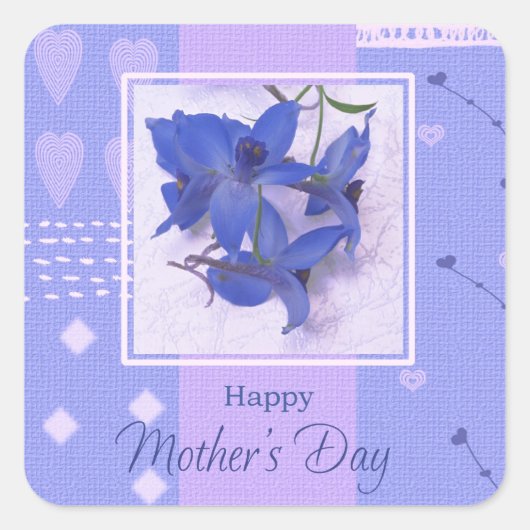 Fröhliche Frühlingsblumen der Mutter Quadratischer Aufkleber (Vorderseite)