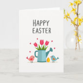 Fröhliche Frühlingsblumen Vogel Ei Karte (Gelbe Blume)