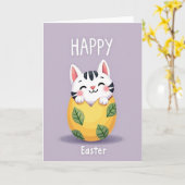 Fröhliche Frühlingskarte mit Katze Karte (Gelbe Blume)