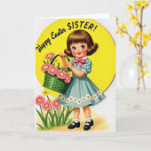 Fröhliche Frühlingsmädchenkarte Karte (Gelbe Blume)
